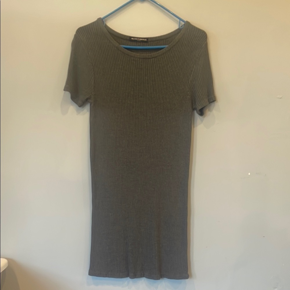 Gray Ribbed Short Sleeve brandy Melville t-shirt dress